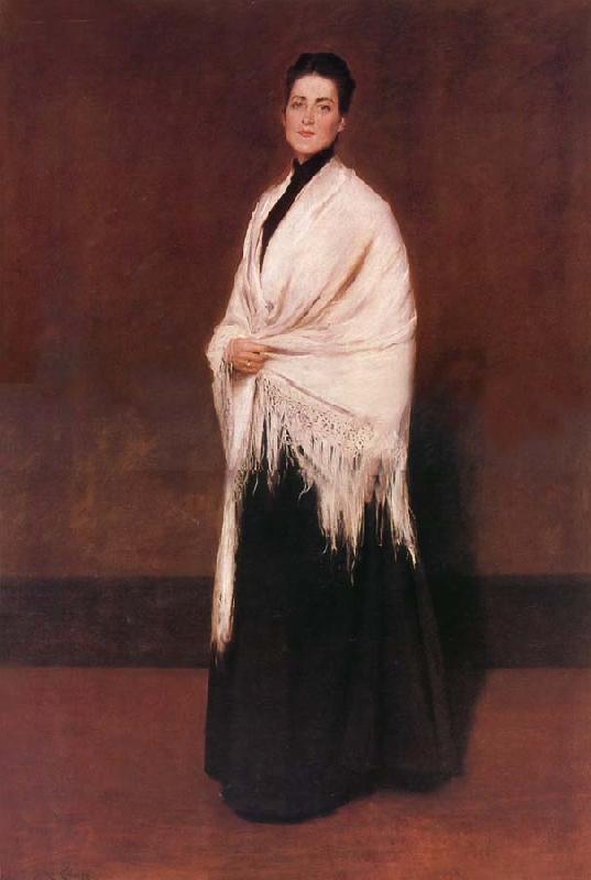William Merritt Chase The lady wear white shawl oil painting image